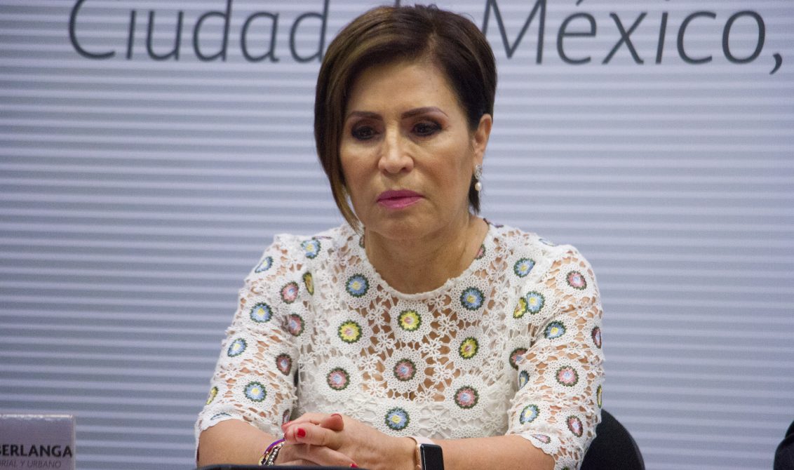 28112019-CIUDAD DE MÉXICO 11SEPTIEMBRE2018.- Rosario Robles Berlanga, titular de la Sedatu, acompañada de Fernando Alaniz, en la conferencia de prensa para notificar el factor 2017 de los beneficios del Fondo Minero. FOTO: VICTORIA VALTIERRA /CUARTOSCURO.COM