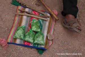 Productos de un vendedor de hojas de coca para el “soroche” o mal de altura. Foto: Carlos Alberto Carbajal