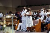 09 June 2020, US, Houston: Family members of African-American citizen George Floyd, who was killed on 25 May 2020 by a white policeman in the US city of Minneapolis, attend his funeral service at the Fountain of Praise Church. Photo: Godofredo A. Vasquez/ZUMA Wire/dpa