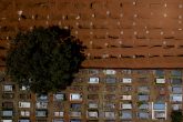 25 September 2020, Brazil, Brasilia: An aerial view of newly dug up graves at the Taguatinga cemetery as the mortality rate among the almost 4 million coronavirus patients in Brazil has reached 03 percent. Photo: Myke Sena/dpa