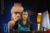 Beatriz Gutiérrez Müller durante su discurso en el museo Quai Branly-Jacques Chirac