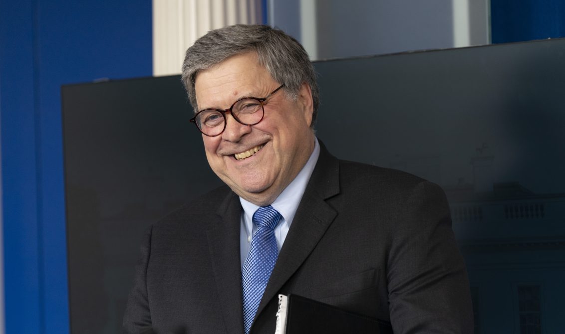 March 23, 2020 - Washington, DC, United States: United States Attorney General William P. Barr participates in a news briefing by members of the Coronavirus Task Force at the White House. (Chris Kleponis / Polaris)