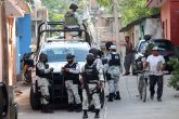 La Guardia Nacional en el barrio del Fortín en Tixtla donde fue localizado sin vida el comisario de Acatempa, Julio Coctecón, quien fue levantado por hombres armados. Foto: Jesús Eduardo Guerrero