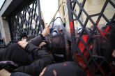 18 February 2022, Italy, Turin: Police clash with students during a protest following the deaths of two interns and in displeasure over Italy's high school graduation system. Photo: Andrea Alfano/LaPresse via ZUMA Press/dpa