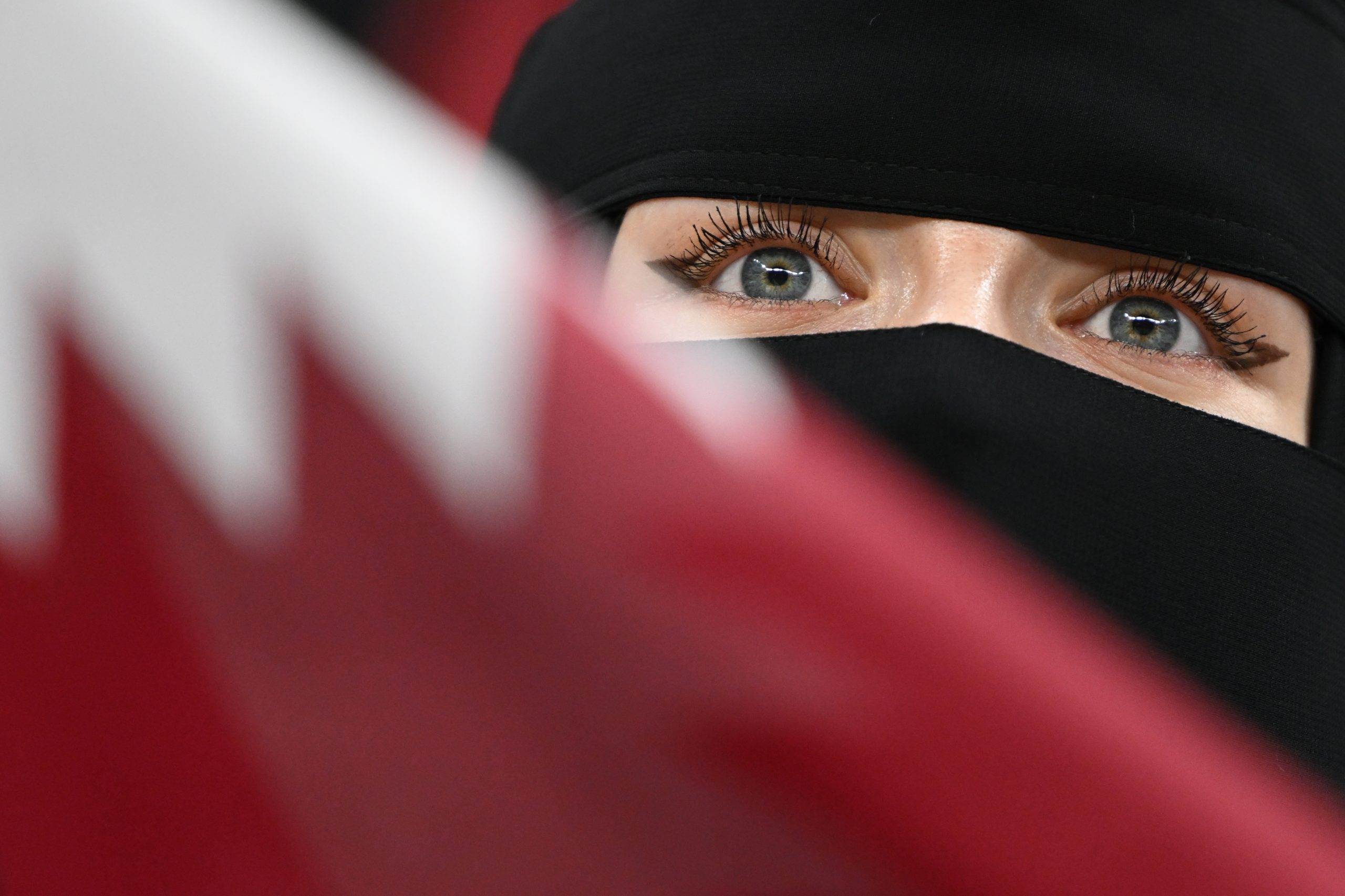 29 November 2022, Qatar, Al Khor: A Qatari fan is seen prior to the start of the the FIFA World Cup Qatar 2022 Group A soccer match between the Netherlands and Qatar at Al Bayt Stadium. Photo: Robert Michael/dpa