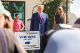 FILED - 08 November 2022, US, West Palm Beach: Former US President Donald Trump ahd his wife Melania Trump walk out of a poll station in West Palm Beach after voting on Election Day. Photo: Orit Ben-Ezzer/ZUMA Press Wire/dpa